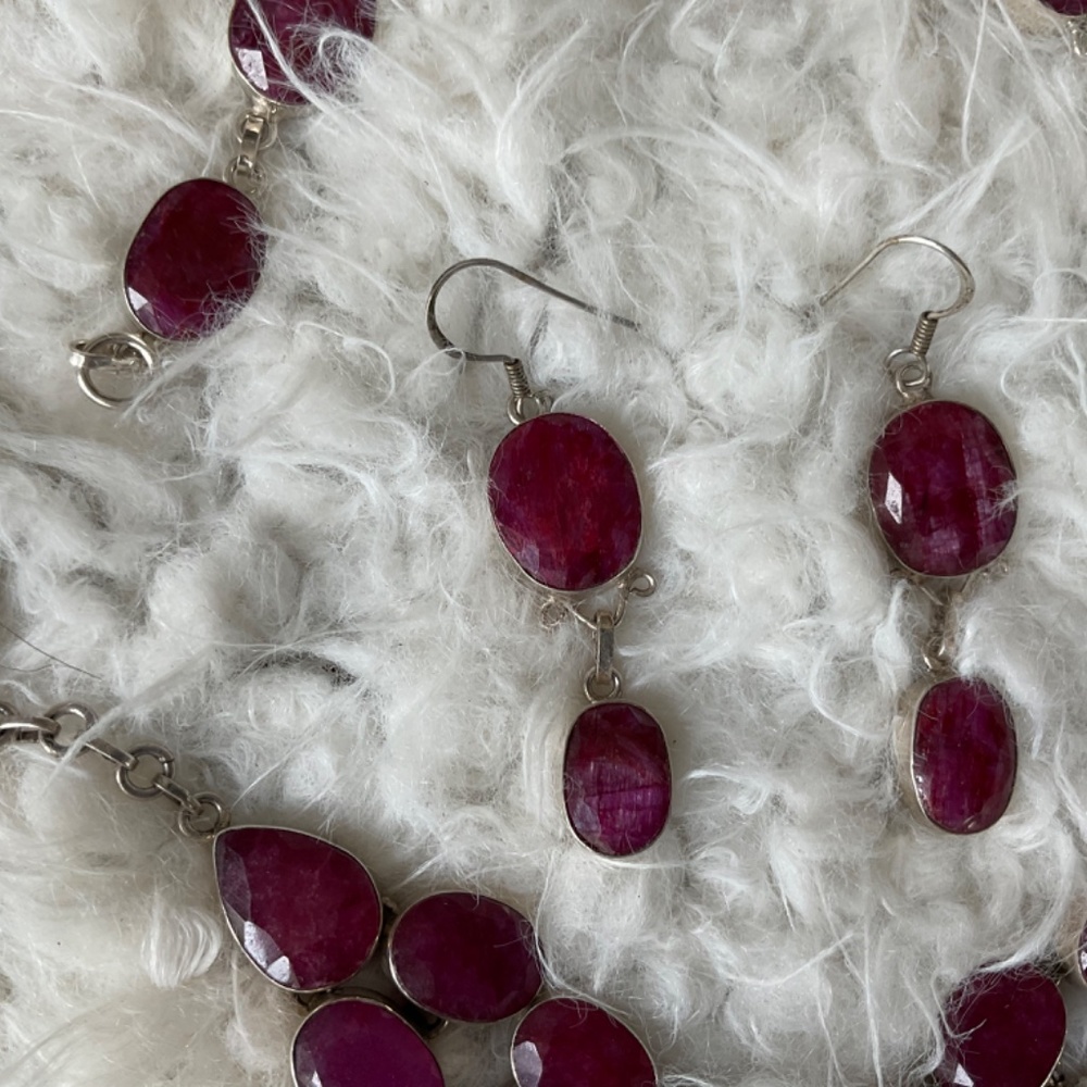 Gorgeous Natural Ruby Sterling Silver Set - image 3